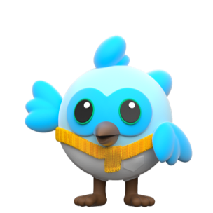 Blue owl with yellow scarf